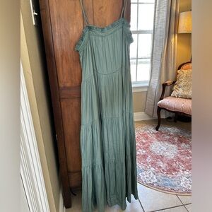 Carly Jean Los Angeles Sage Green Tiered Maxi Dress